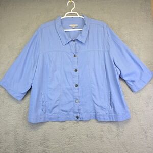 Woman Within Jacket Womens Plus Size 36 W Blue Linen Resort Wear‎ 5X Coastal
